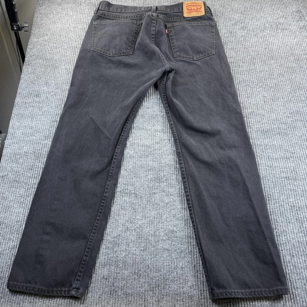Levis 505 Jeans Mens 35x30 Gray Charcoal Straight Leg Denim Mid Rise‎ Casual